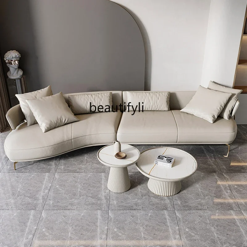 

YH13 Italian Minimalist Curved Leather Sofa Living Room Fashion Creative Personality Semicircle