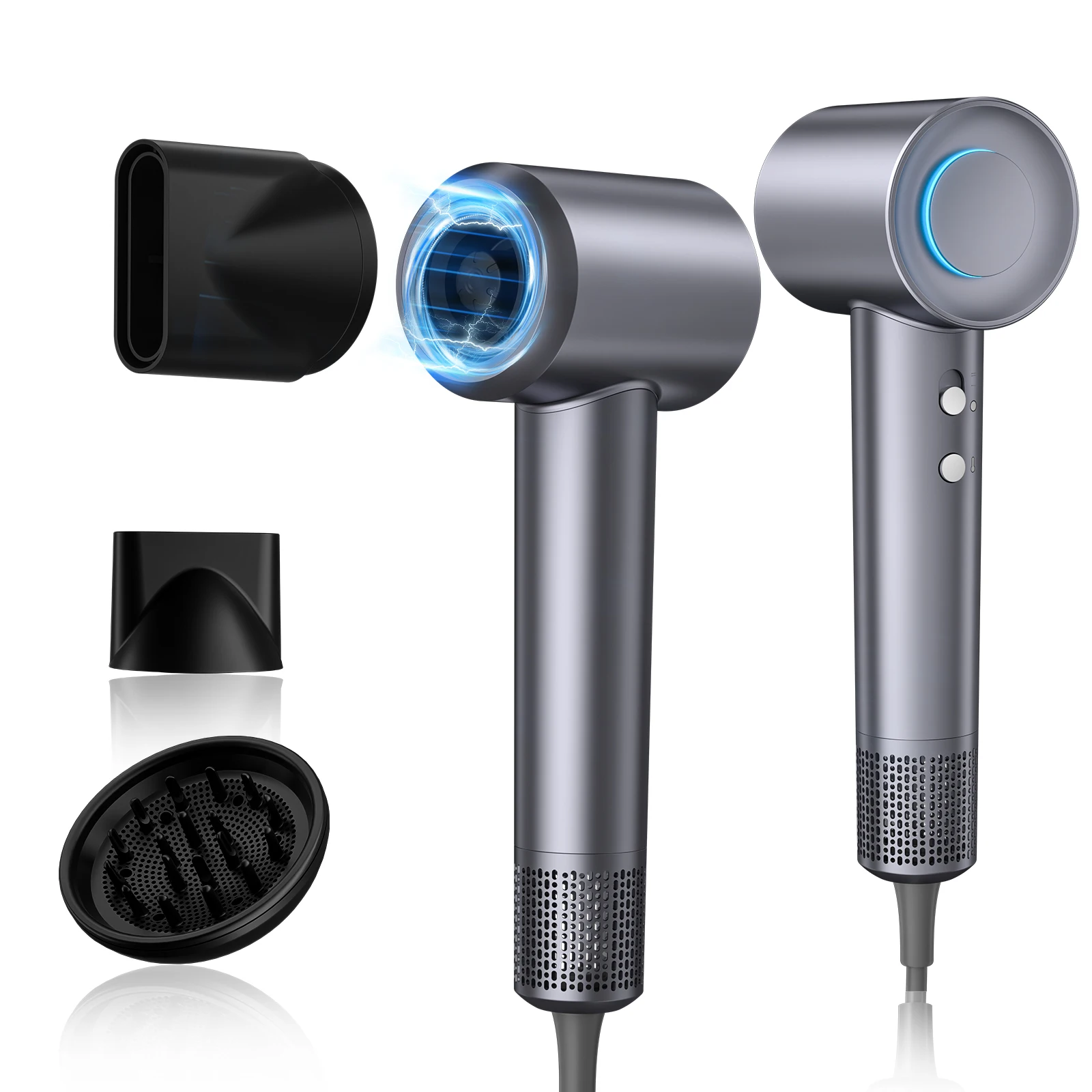 

1600W Professional Salon Ionic Hair Dryer with LED Light Fast Drying High Speed Hair Dryer Cepillo Secador