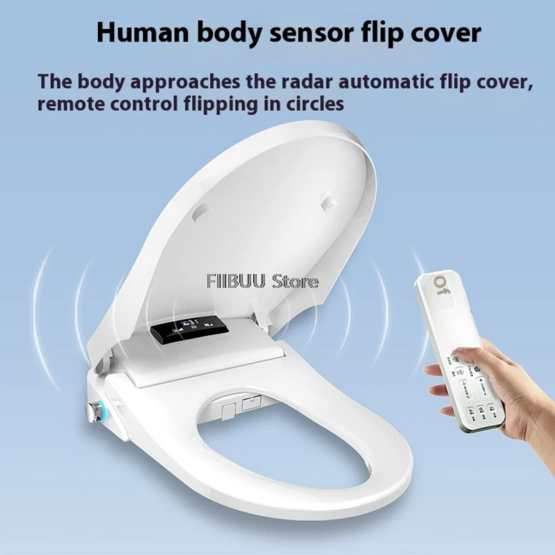 Electric Smart Bidet Toilet Seat Cover Instant Warm Water Remote Control Heated Seat Air Dryer Rear Wash Night Light Intelligent
