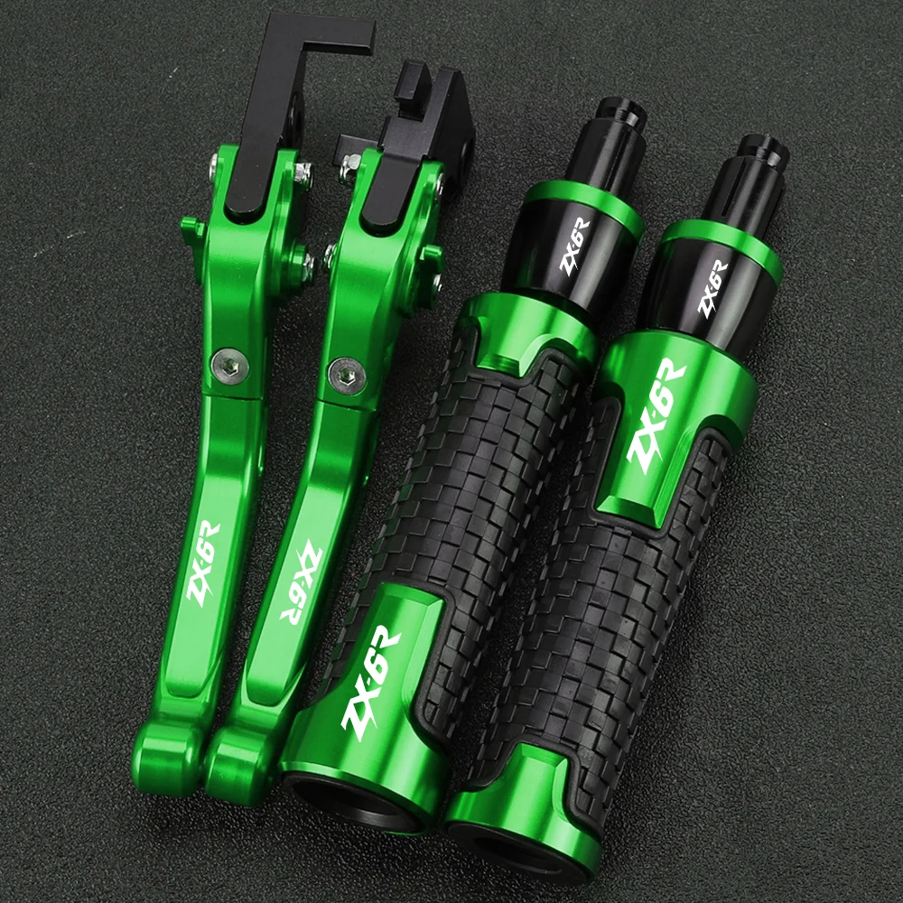 

ZX-6R/RR Motorcycle Accessories Adjustable Brake Clutch Levers Handlebar Grips Ends For KAWASAKI ZX 6 R/RR ZX6R ZX6RR 2005 2006