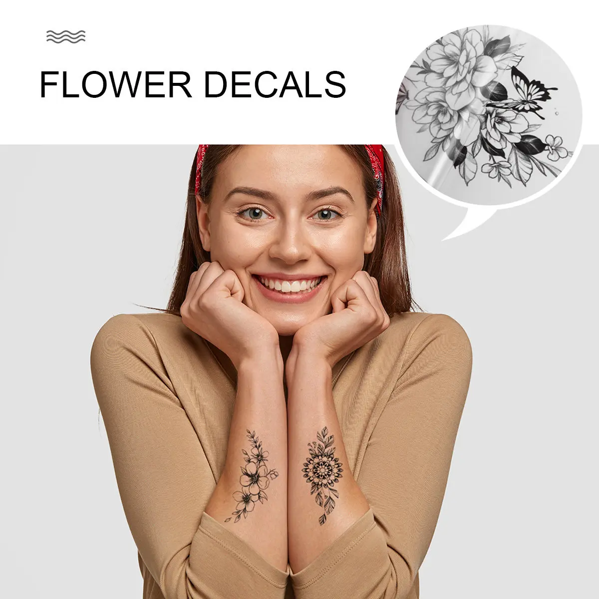 

20 шт. водонепроницаемых временных татуировок-наклеек, 20 листов, дизайн для тела и рук, цветочные узоры, эскизы татуировок
