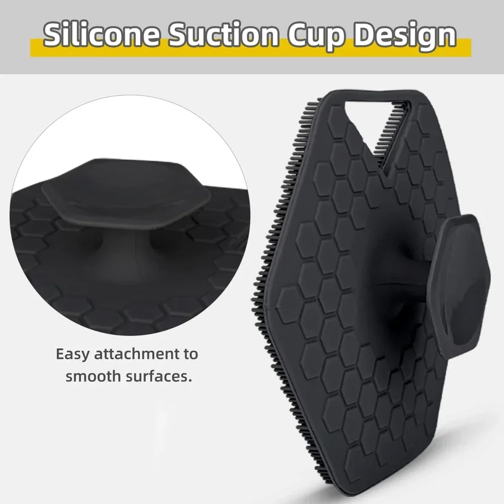 Silicone Exfoliating Body Scrubber Portable Wall Mountable Shampoo Brush Bath Brush For Hair Washing & Body Massage Face Care