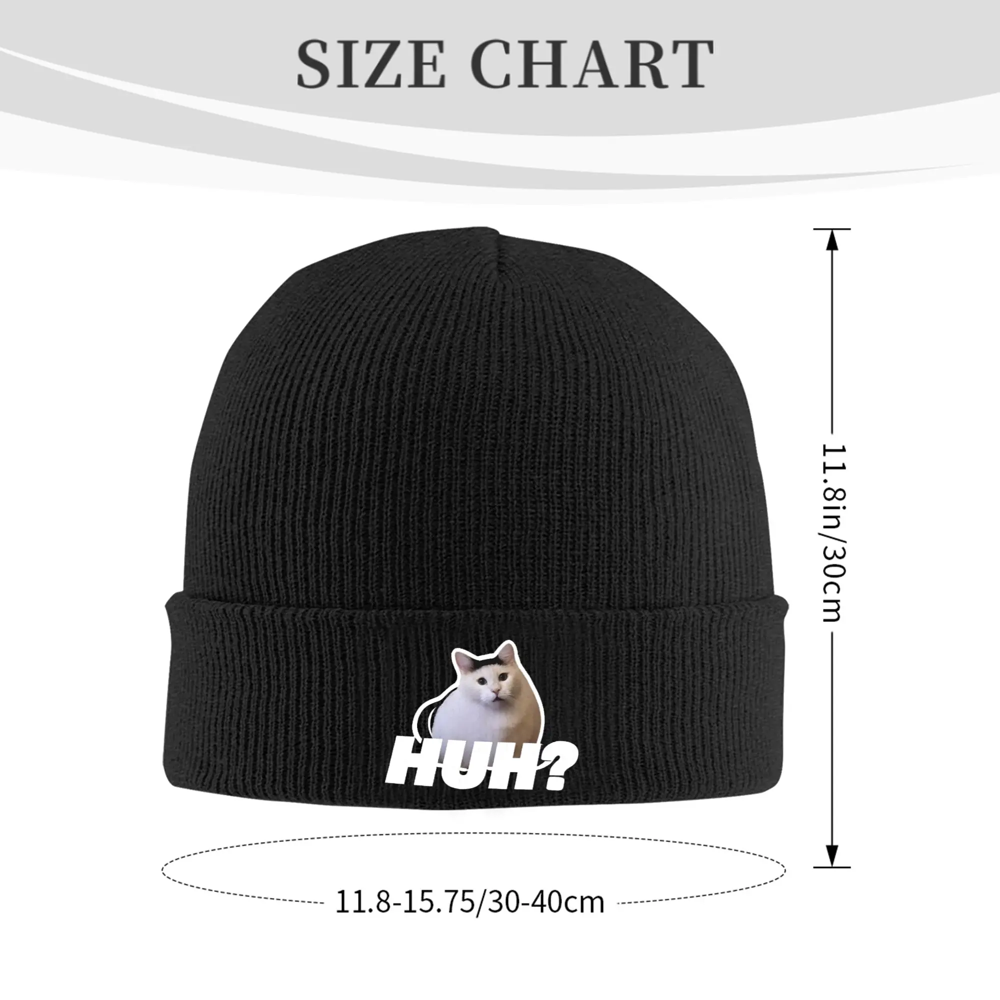Confused Cat Emoji Cartoon HUH Winter Skullies Beanies Hat Warm Autumn Knitted Hats Bonnet Caps for Women Men