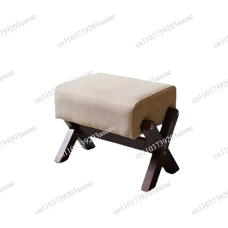 Solid wood small stool household door bench living room coffee table soft bag sofa stool
