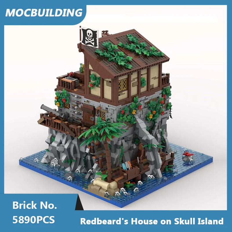 Moc Bausteine Schädel Insel mit Red beards Haus Modell DIY montiert Ziegel kreative Architektur Weihnachts spielzeug Geschenke 5890pcs