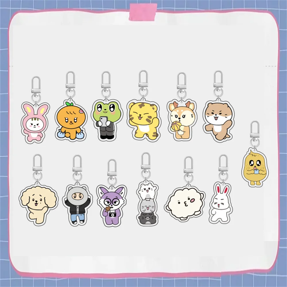 Kpop WONWOO JEONGHAN JOSHUA Cartoon Keychain New Fashion Transparent Acrylic Keyrings HOSHI WOOZI MINGYU DINO Fans Accessories