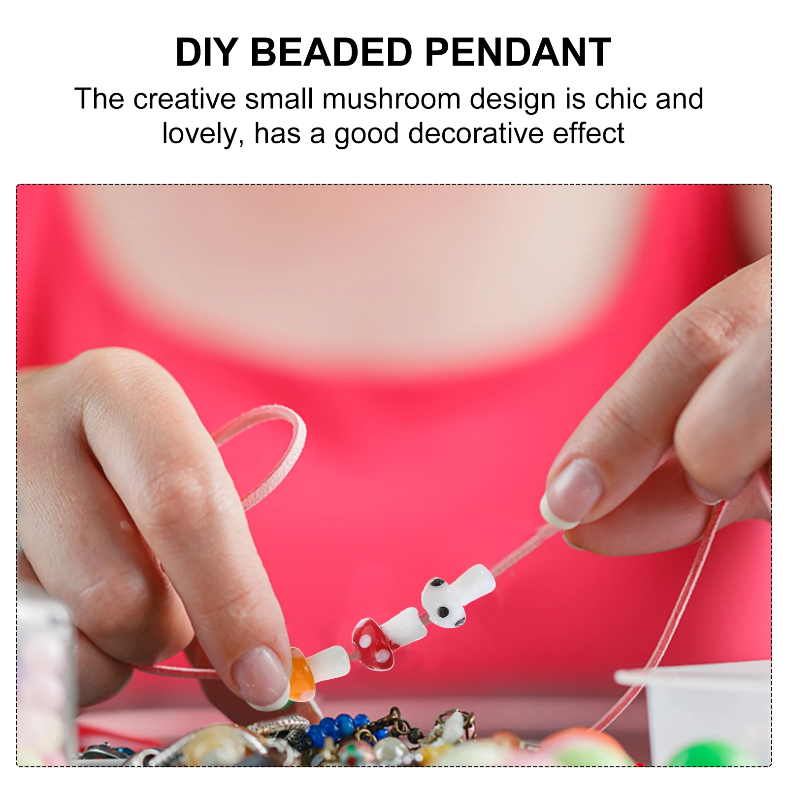 

25 Pcs Mushroom Beads Decorative Hanging nament nament DIY Necklace Pendant Creative Accessories Jewelry Parts
