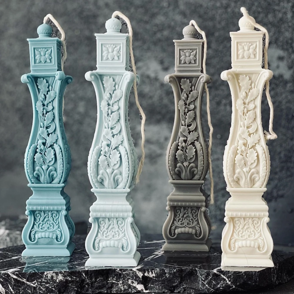 16-31cm Square Roman pillar candle silicone mold relief carving pattern Roman pillar candle mold Roman pillar gypsum resin mold