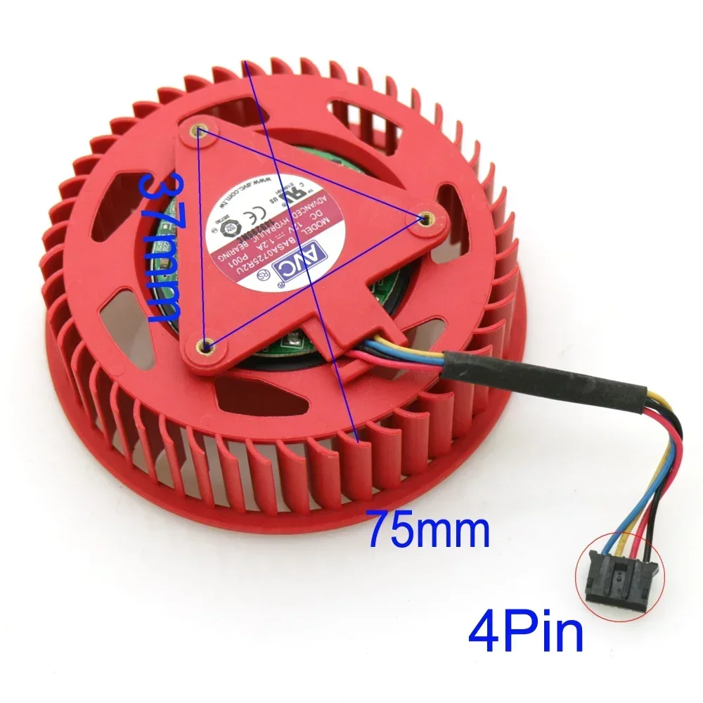 Free Shipping BASA0725R2U 12V 1.2A 75mm For ATI HD4850 HD4890 HD5970 HD5870 Graphics Card Cooling Fan 4Wire 4Pin