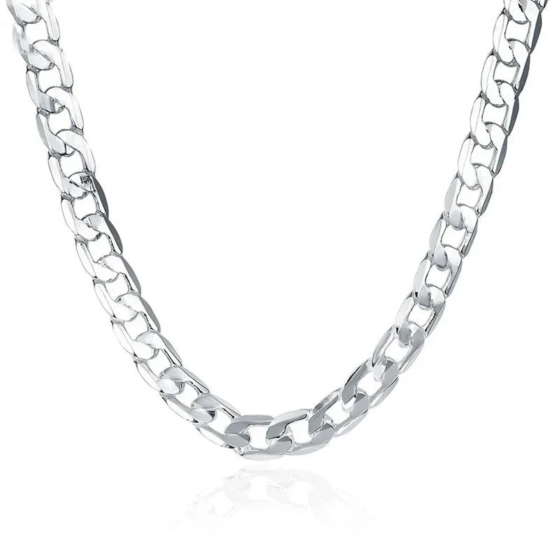 Collier en argent regardé 925 pour hommes et femmes, bijoux de luxe, cadeaux de mariage et de Noël, 16, 18, 20, 22/24 ans, 6mm