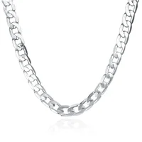 Collier en argent sterling 925 pour hommes et femmes, 16/18/20/22/24 pouces, chaîne classique de 6 mm, bijoux de luxe, cadeaux de mariage et de Noël 6