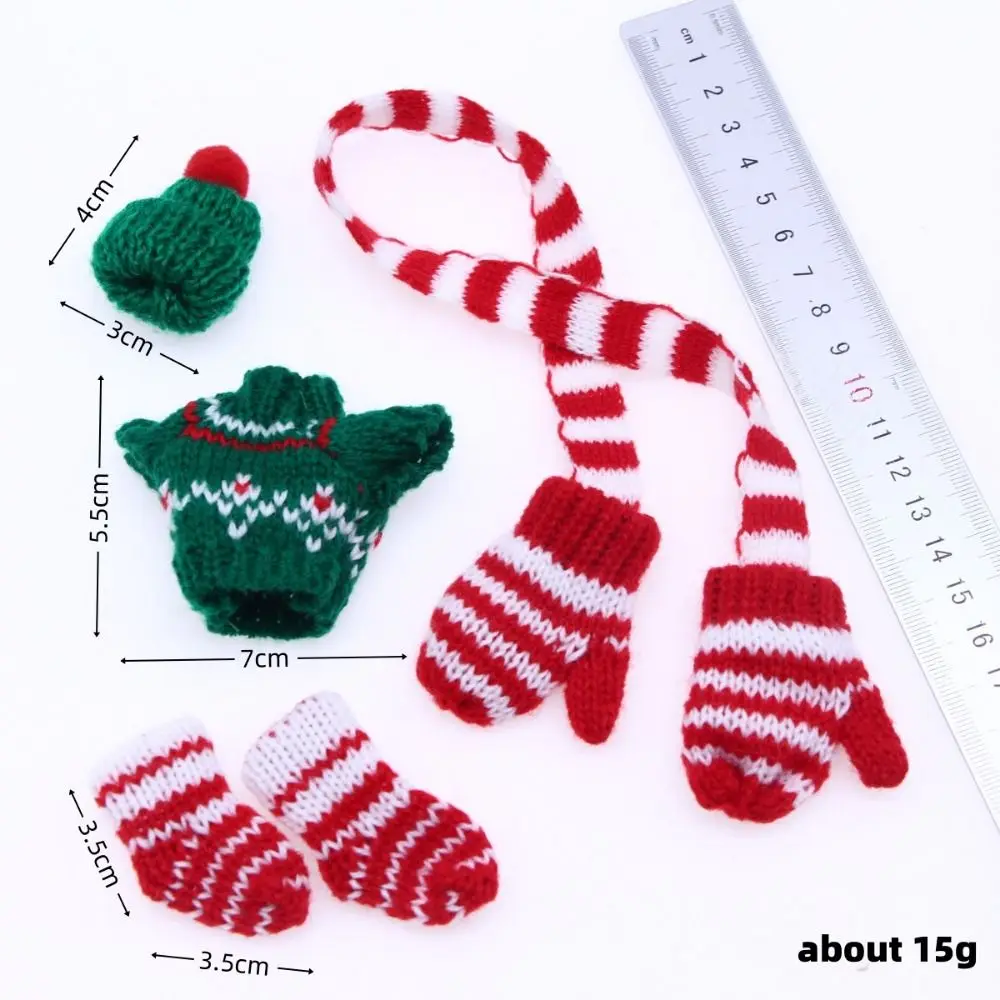 1/12 Pop Trui Sjaal Hoed Breiwol Pop Accessoires Mini Kerst Caps Kerst Ornament Veelkleurig