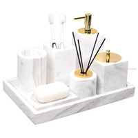 Marble Bathroom Accessories Set Soap Dispensers/Dishes Toothbrush Holder Gargle Cups Tissue Cotton Swab Box Tray Wedding Gifts