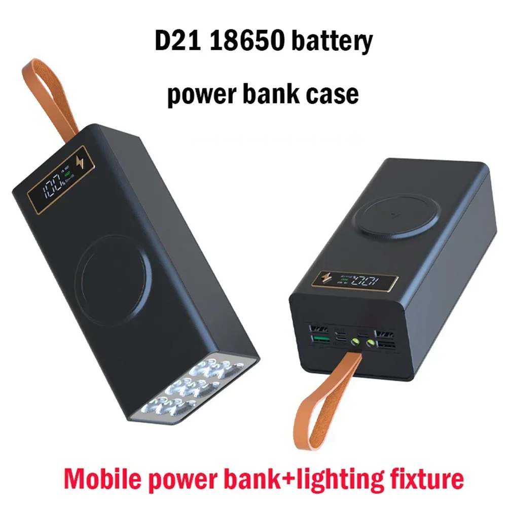 18650 Battery Storage Box Quick Charge DIY 21x18650 Battery Power Bank Case Type C USB Detachable Shell Super Headlight