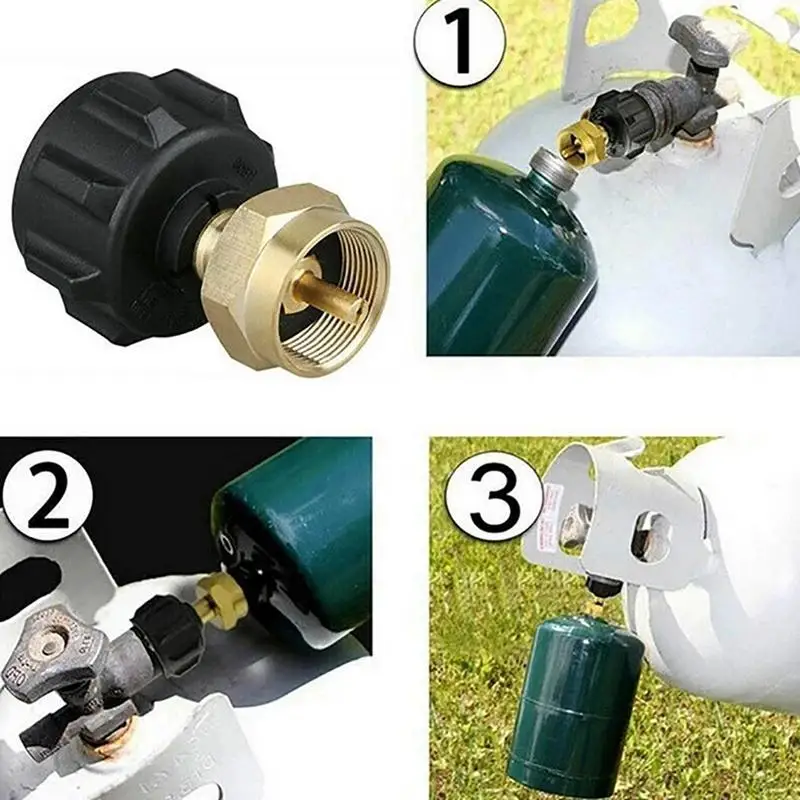 Adaptador de recarga de botella de propano para tanque de cilindro de Gas para pícnic al aire libre, adaptador convertidor de válvula reguladora QCC1, salida de fábrica de herramientas para barbacoa