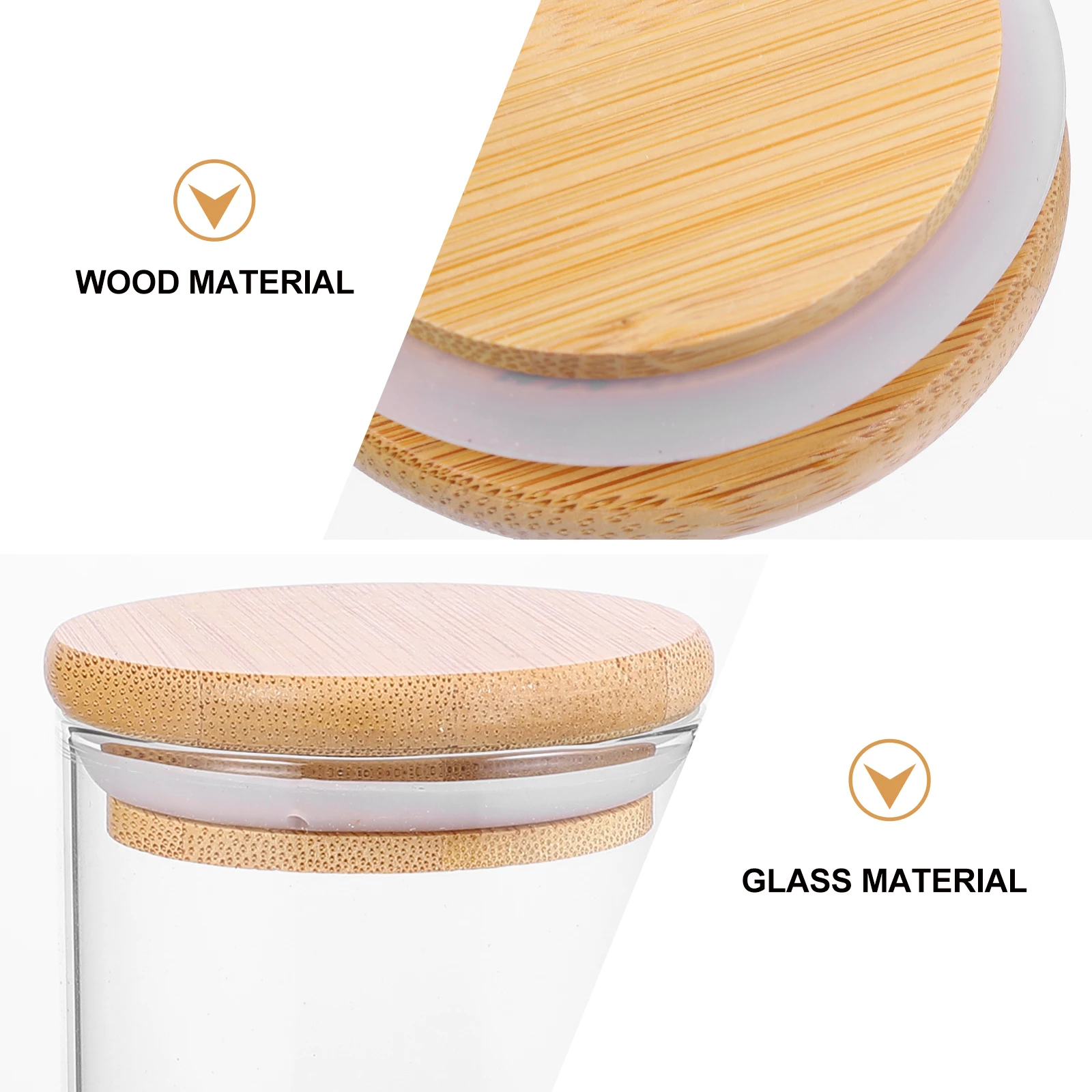 

Wood Glass Sealing Jar Transparent Kitchen Food Storage Container Smooth Surface Snack Ingredient Holder Compact Size