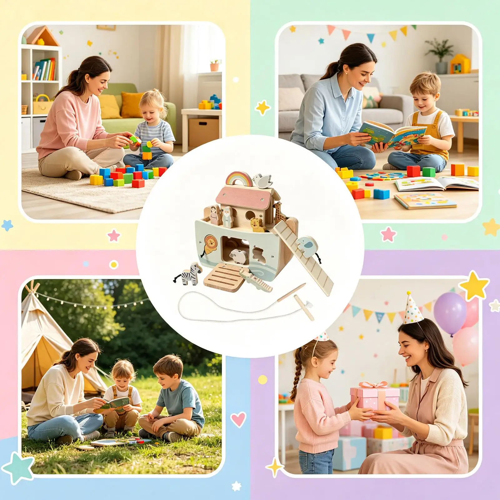 Shape Sorter Toy Educational Learning Funny Wooden Stacking Child Shape Learning Sorter Toys For Boys Girls Home Kindergarten