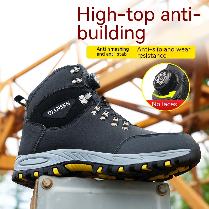 Rotated Button Safety Shoes Men Steel Toe Light Puncture-proof Work Safety Boots Man Work Shoes Anti-smash Boot Working Sneakers