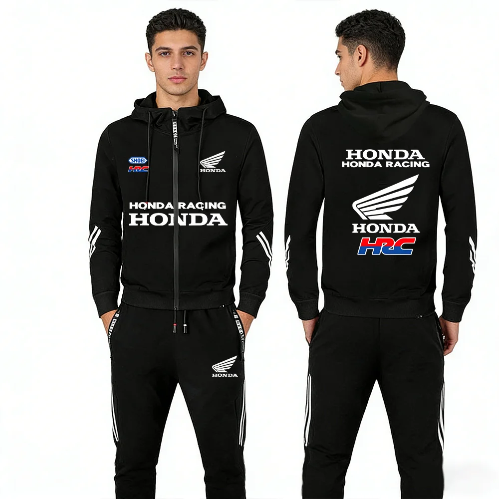 

Honda Racing Car Men's Hoodie Sweatshirt Set Outdoor Leisure Sports Zipper Spring Summer Motorcycling Suit Men's Clothing