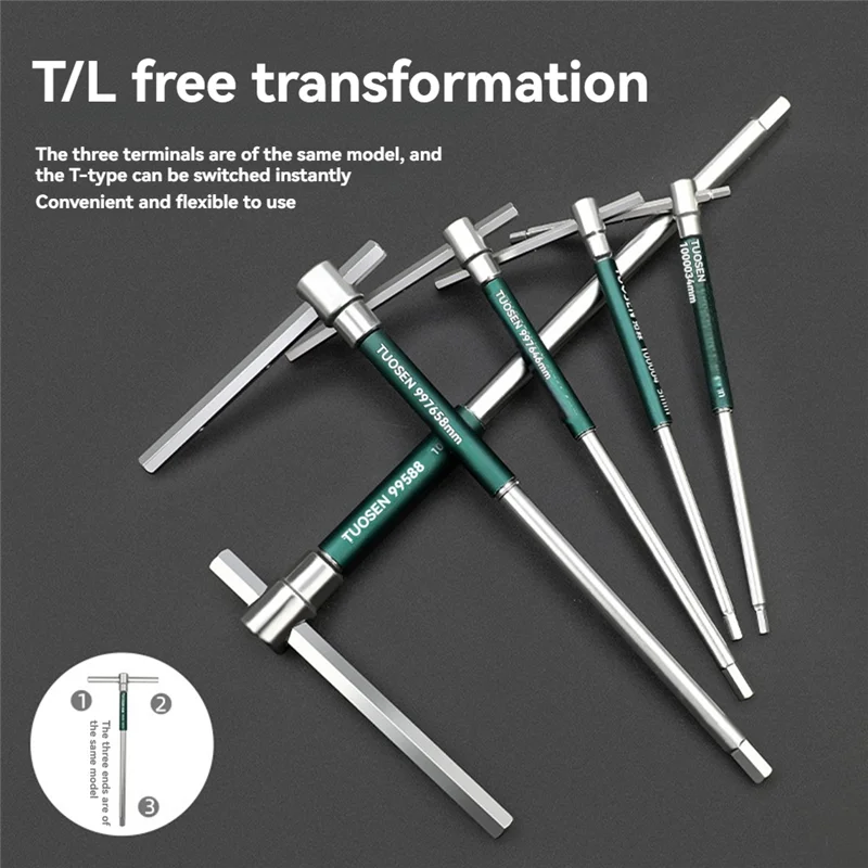 

ABLN-TUOSEN T-Handle Hex Key Spanner And Socket Wrench Set, 8 Pieces, For Home DIY Projects