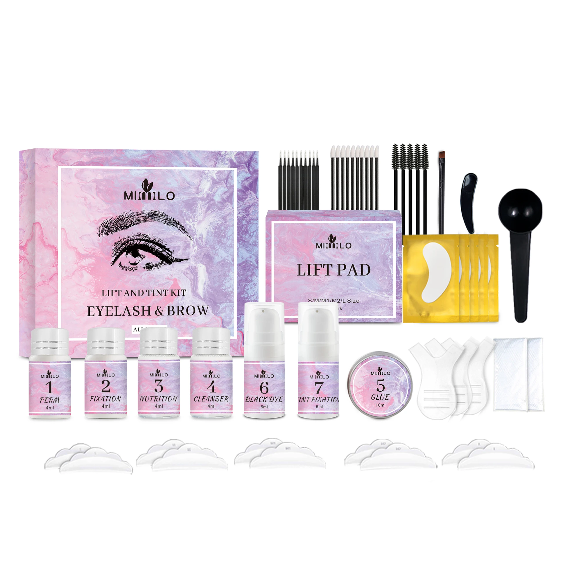 Curl eyelashes and shape eyebrows shaping/dying set Eye makeup product lifting set, 2 in 1 perm, easy to use，6-8 weeks