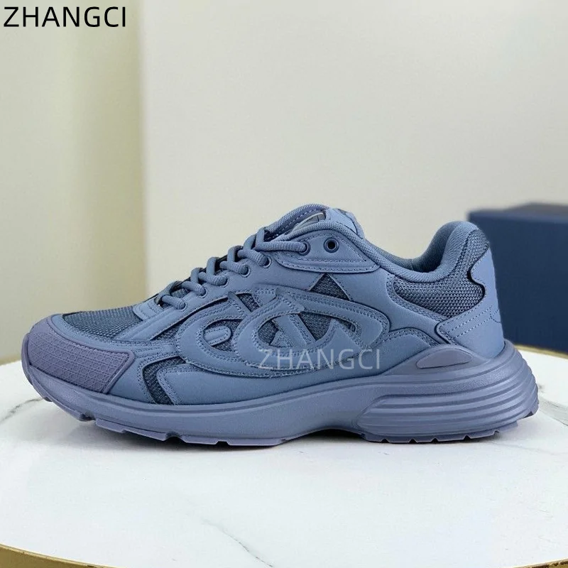 2024 high quality luxury designer luxury leisure non-slip breathable sneaker stitching mesh lace-up high-grade lightweight