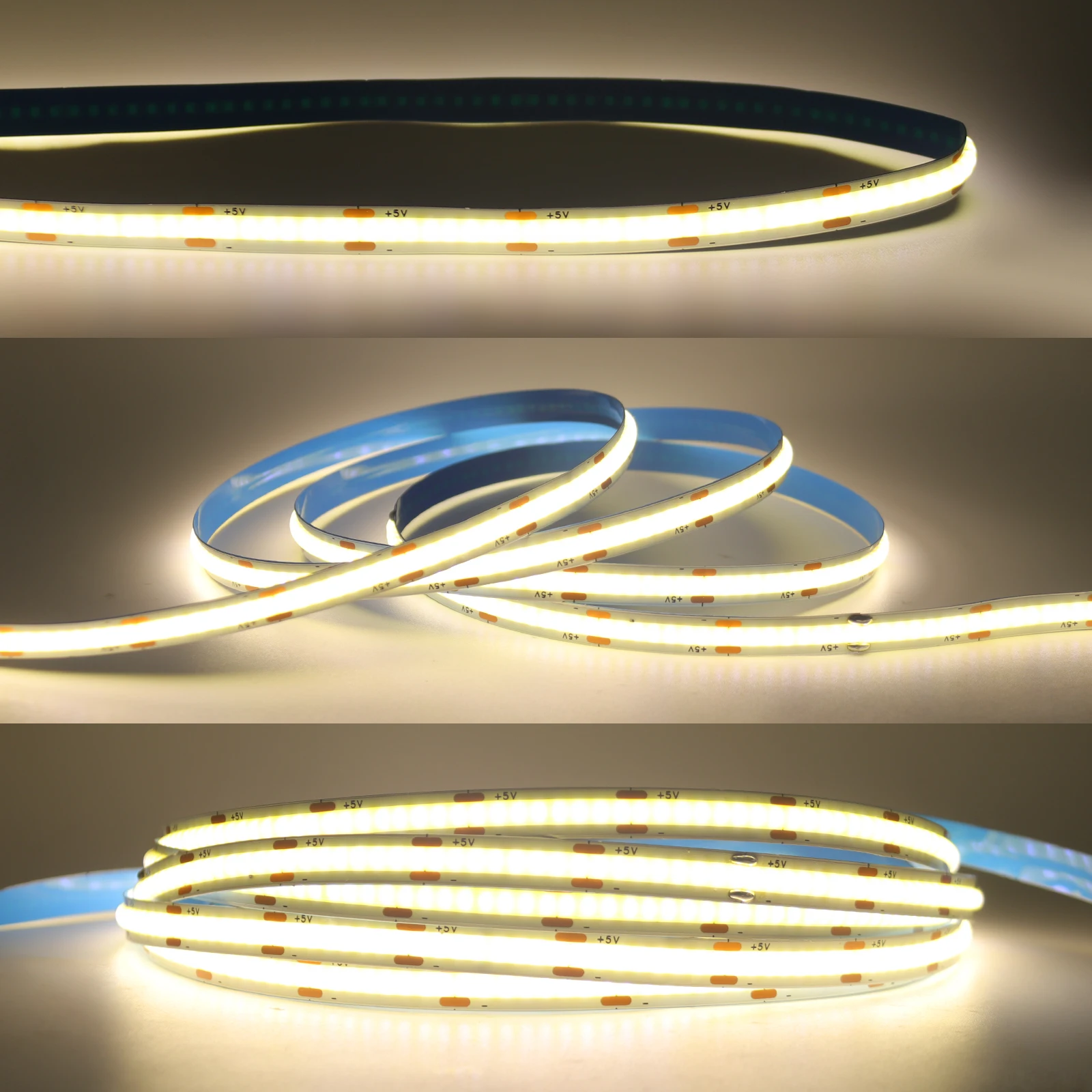 USB 5V COB LED Strip Light Super Bright 320LEDs/m High Density Linear Lighting Flexible Tape Warm/Natural/White 1M 2M 3M 4M 5M