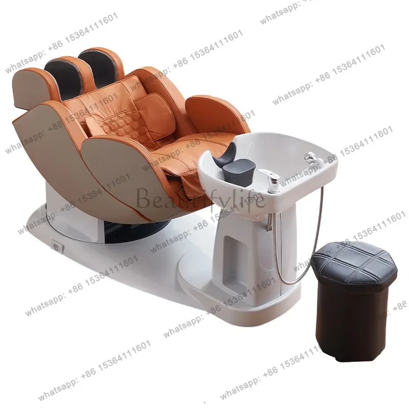 

02Intelligent electric massage flush bed multi-function rotating and reclining integrated shampoo bed