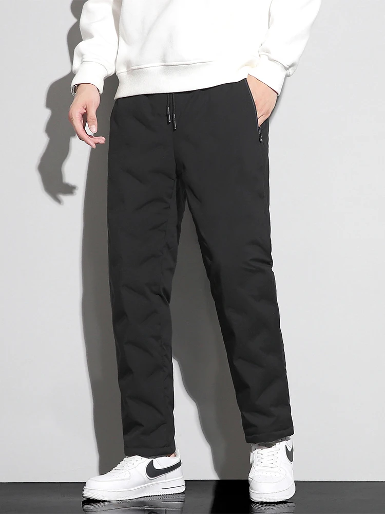 

Men's down Pants Thiened Winter Warm Inner Elastic Cold Proof White Du down Long Pants Outerwear Faion Urban Sle