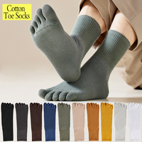 Hot Sale Men's Cotton Toe Socks Moisture-Wicking Odor Control Seamless Toe Design Long Crew Socks for Sports Daily Wear