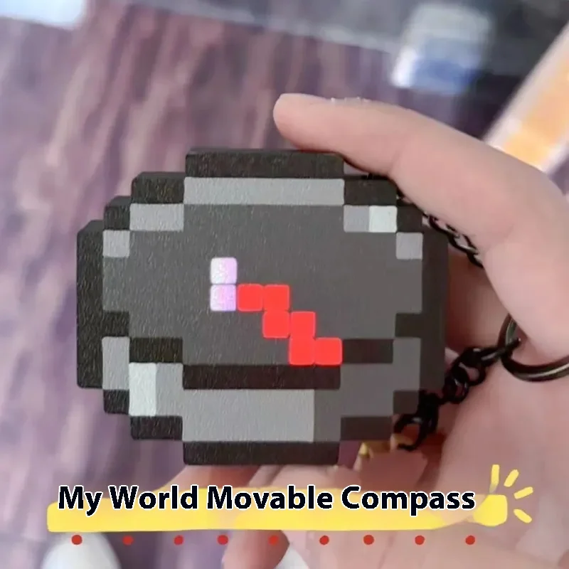 Oplaadbare MC Pixel Kompas Sleutelhanger - 3D Magnetische Oscillerende Aanwijzer voor Gaming Decor Kindercadeaus Rugzak Charmes