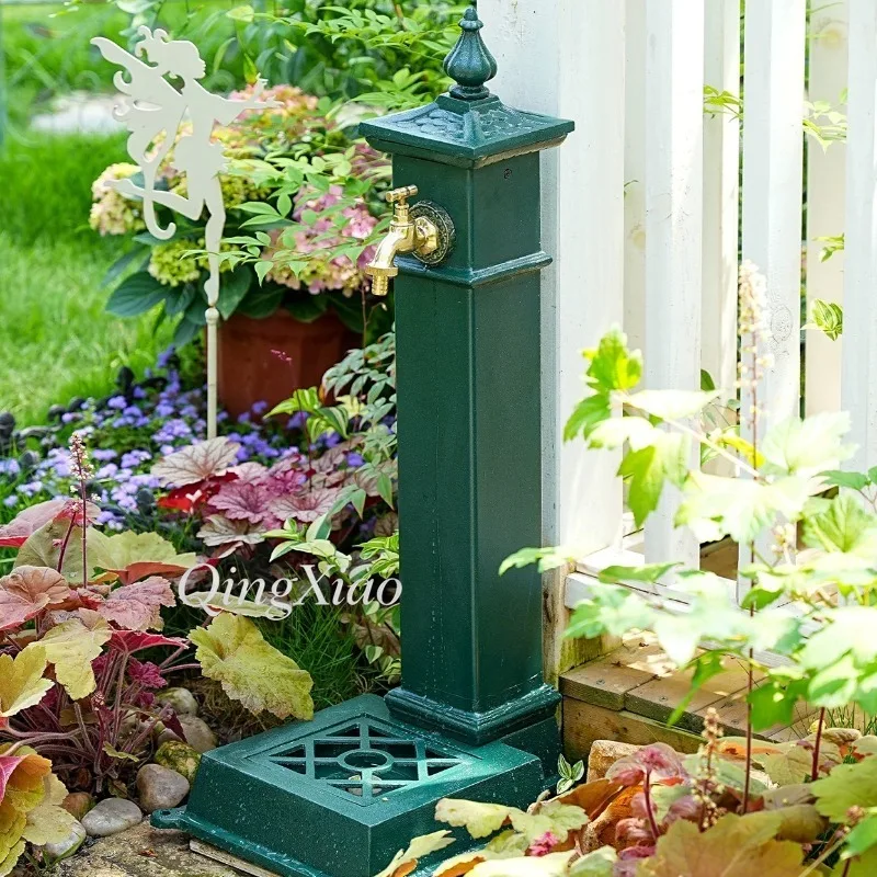 Cast Iron Garden Water Stand Vintage Outdoor Faucet for Backyard Patio Courtyard Farmhouse Landscape Decor