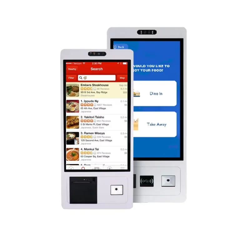 Self-Service Self-Ordering Kiosk for Retail Indoor Floor Standing Checkout Queue Management Includes Printer Scanner