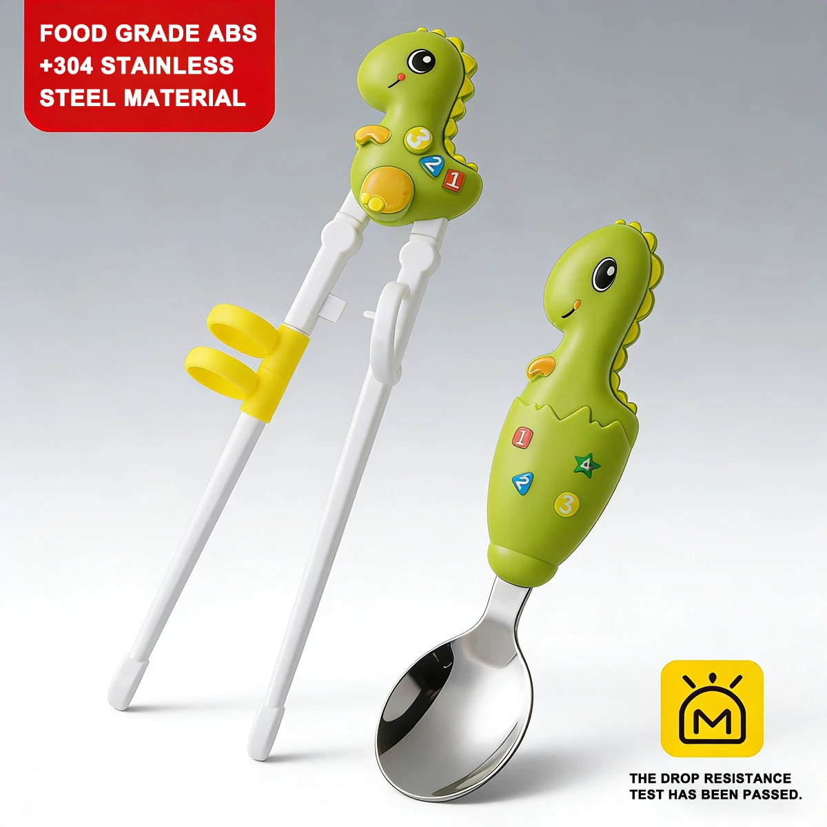 2pcs Cute Animal Learning Chopsticks /Spoon, Training Chopsticks for Toddler Beginners Baby Children