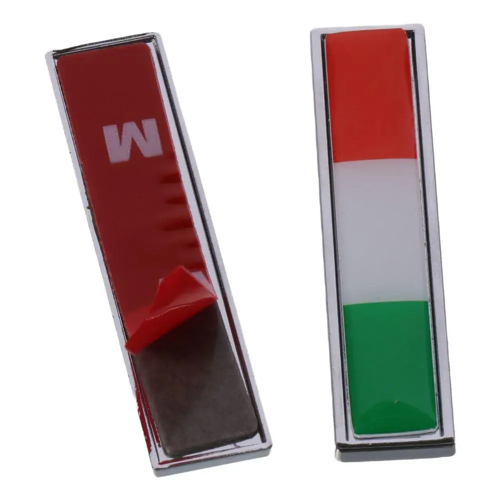 2 PCS Mini Italian Italy Flag Emblem 2.28x0.55in Green White Red Tricolor Car Fender Emblem Badge Car Sticker Decals