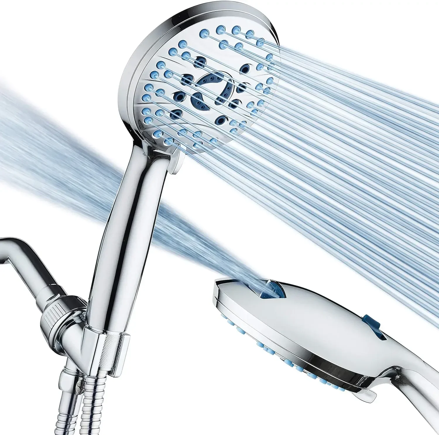 

AquaCare High Pressure 8-mode Handheld Shower Head - Anti-clog Nozzles, Built-in Power Wash to Clean Tub, Tile & Pets