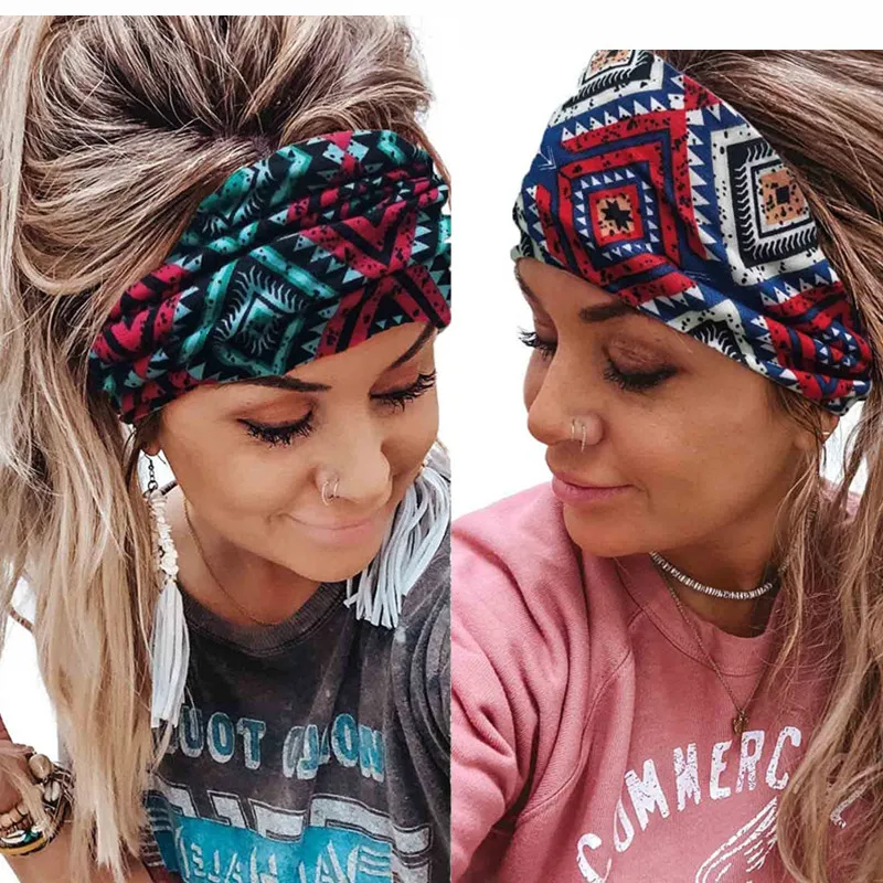 New Boho Cotton Wide Headband for Women Cashew Leopard Flower Print Turban Headwrap Knot Hairband Bandana Girls Hair Accessories