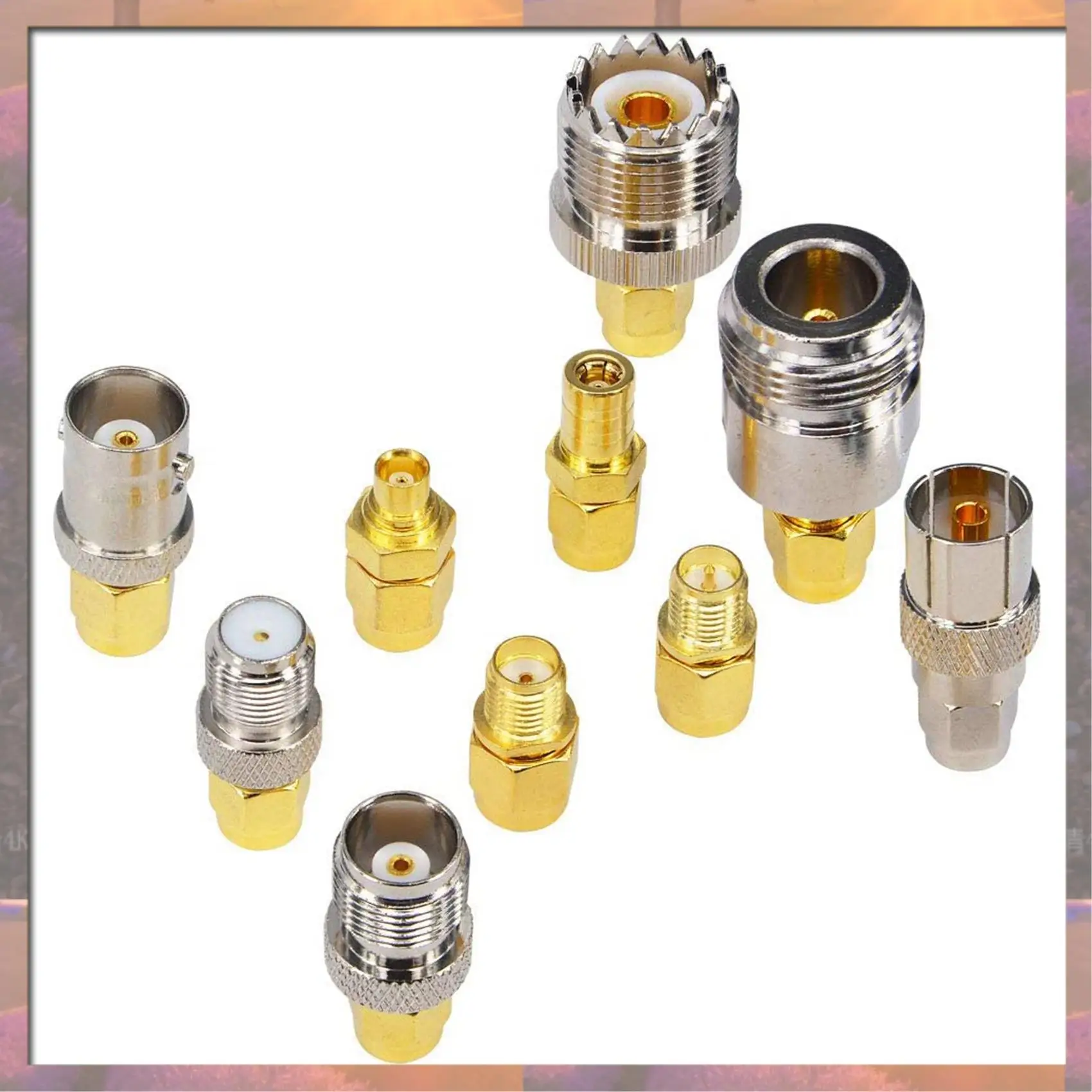 Top Sale 10 Type Set SMA Adapter Kits SMA Male To N/F/BNC/UHF/MCX/SMB/TV/TNC Female Straight Nickel Gold Plated Test Converter