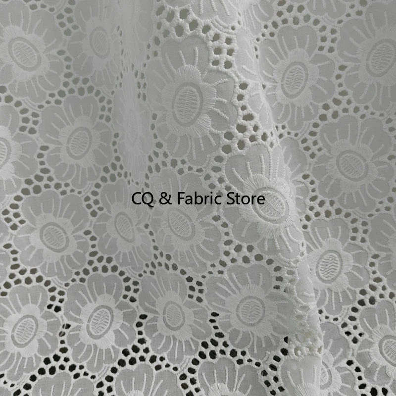 

Ткань из чистого хлопка, кружевная ткань с цветочной вышивкой, популярный текстиль, одежда, аксессуары для домашнего текстиля, аксессуары для шитья своими руками