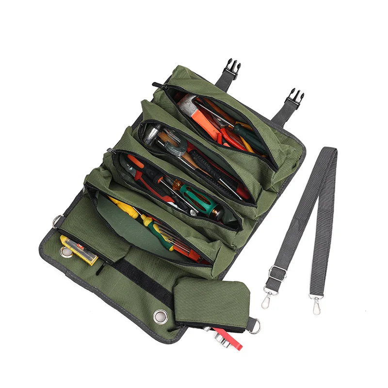 14 inch Multi-Purpose Hardware Tool Bag Professional Multi-Pocket Rolled Portable Storage Rolled Waterproof Storage Bag Pliers