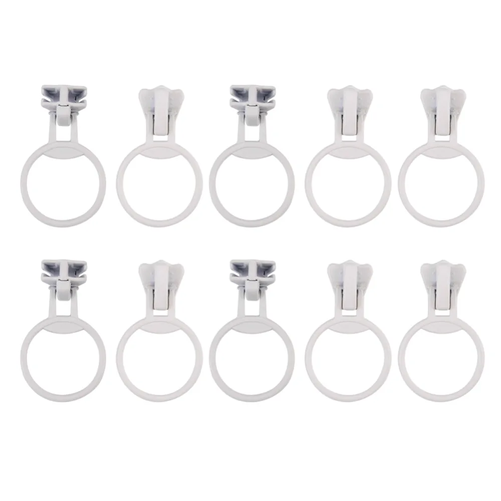 20PCS Set Metal Alloy Zipper Sliders Size #5 White & Black Zip Pull Loop Circle Ring Fastener Sewing Bags