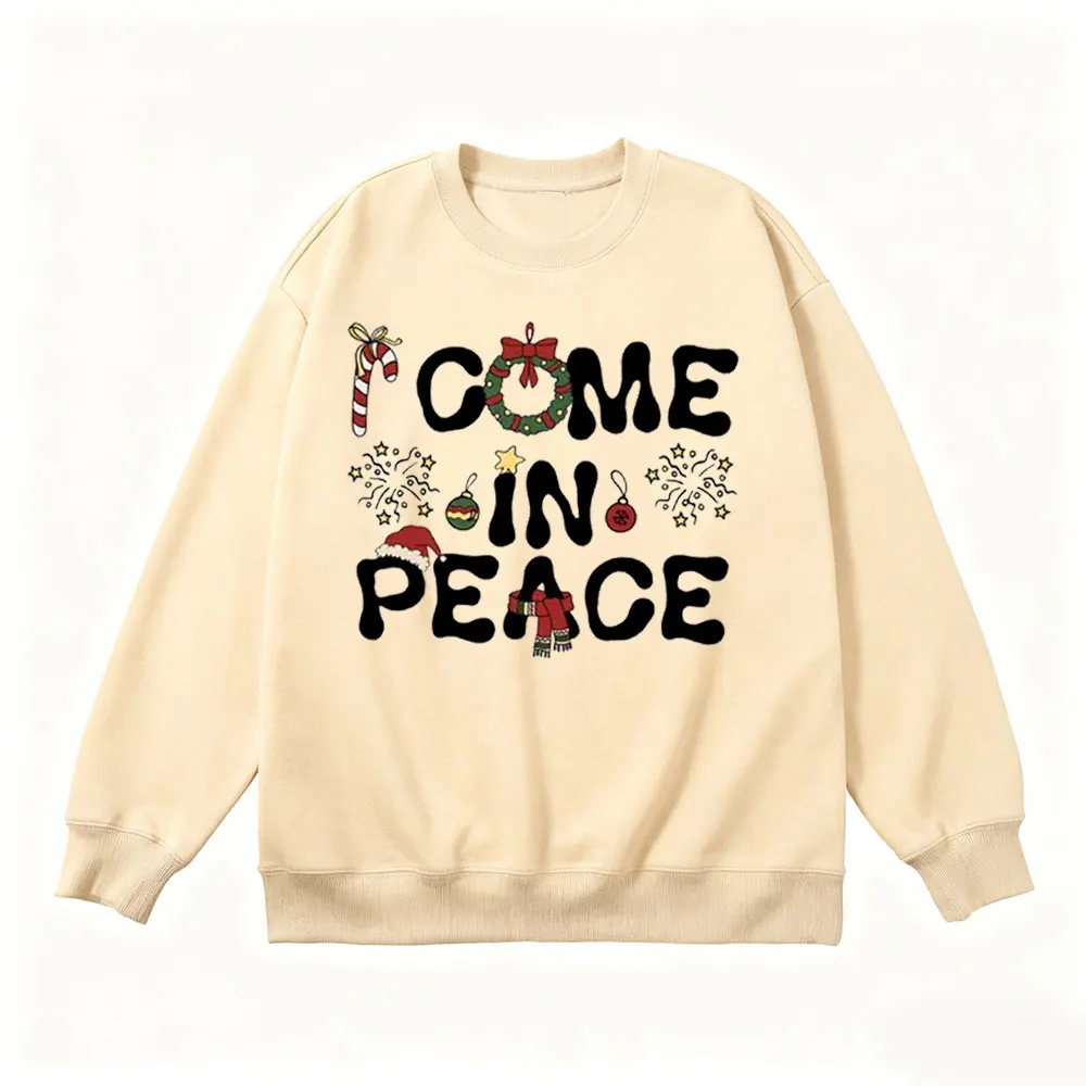 Śmieszne świąteczne bluzy z napisem \\\\\\\"I Come in Peace\\\\\\\" dla par, pasujące ubrania, świąteczny nadruk, festiwalowy świąteczny sweter, strój na przyjęcie bożonarodzeniowe