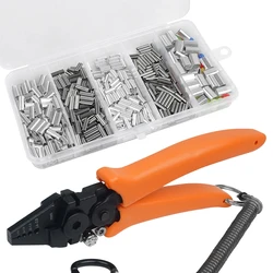 Stainless Steel Fishing Pliers Wire Rope Crimper Tool 430Pcs Crimping Sleeve Loop for Saltwater Crimp fishing Tackle kit