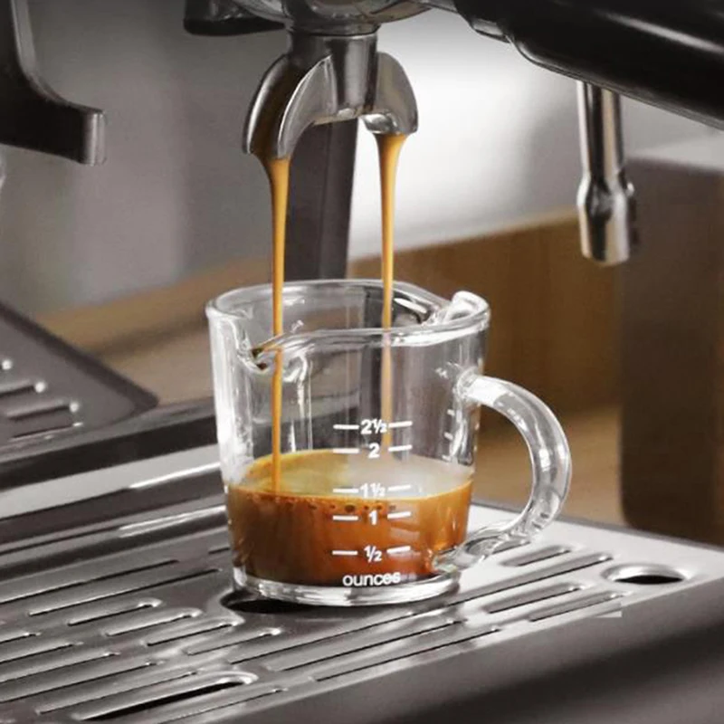 70/75ml Espresso Shot Glass Double Spout Glass Measuring Cup Heat-Resistant Handle Clear Scale Wine Milk Coffee Measure JugHot view 4