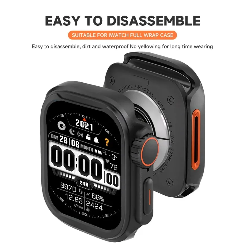 حافظة معدنية لساعة أبل 42 مللي متر 44 45 46 مللي متر حامي غطاء معدني إطار ممتص للصدمات لساعة IWatch Series11 10 9 8 7 6 5 Ultra 3/2/1 49 مللي متر