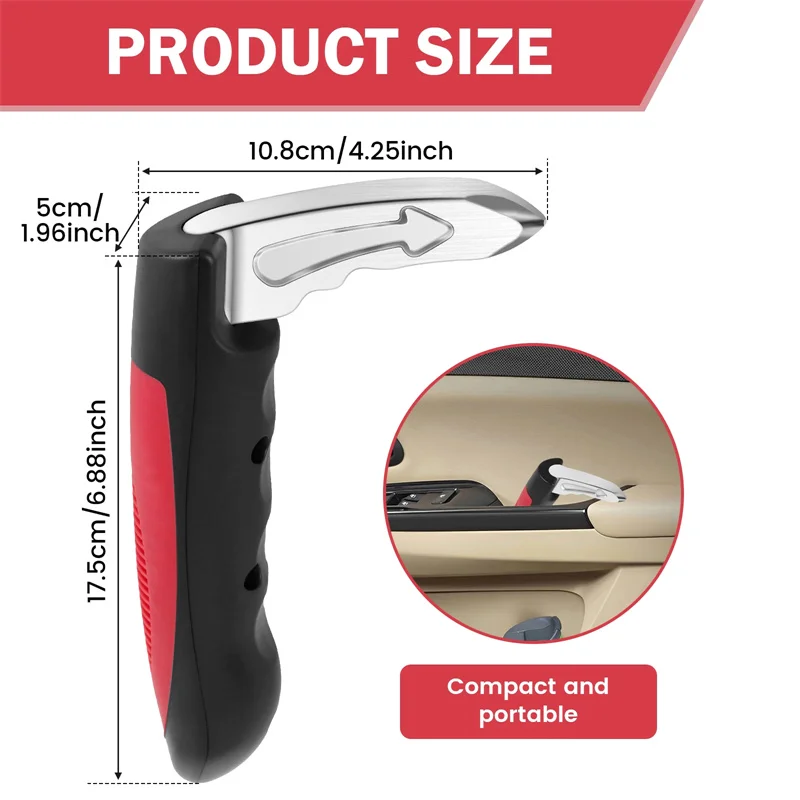 مقبض مساعدة باب السيارة 2 في 1 متعدد الوظائف مقابض دعم السيارة كسارة النافذة المحمولة مقبض السيارة المساعدة