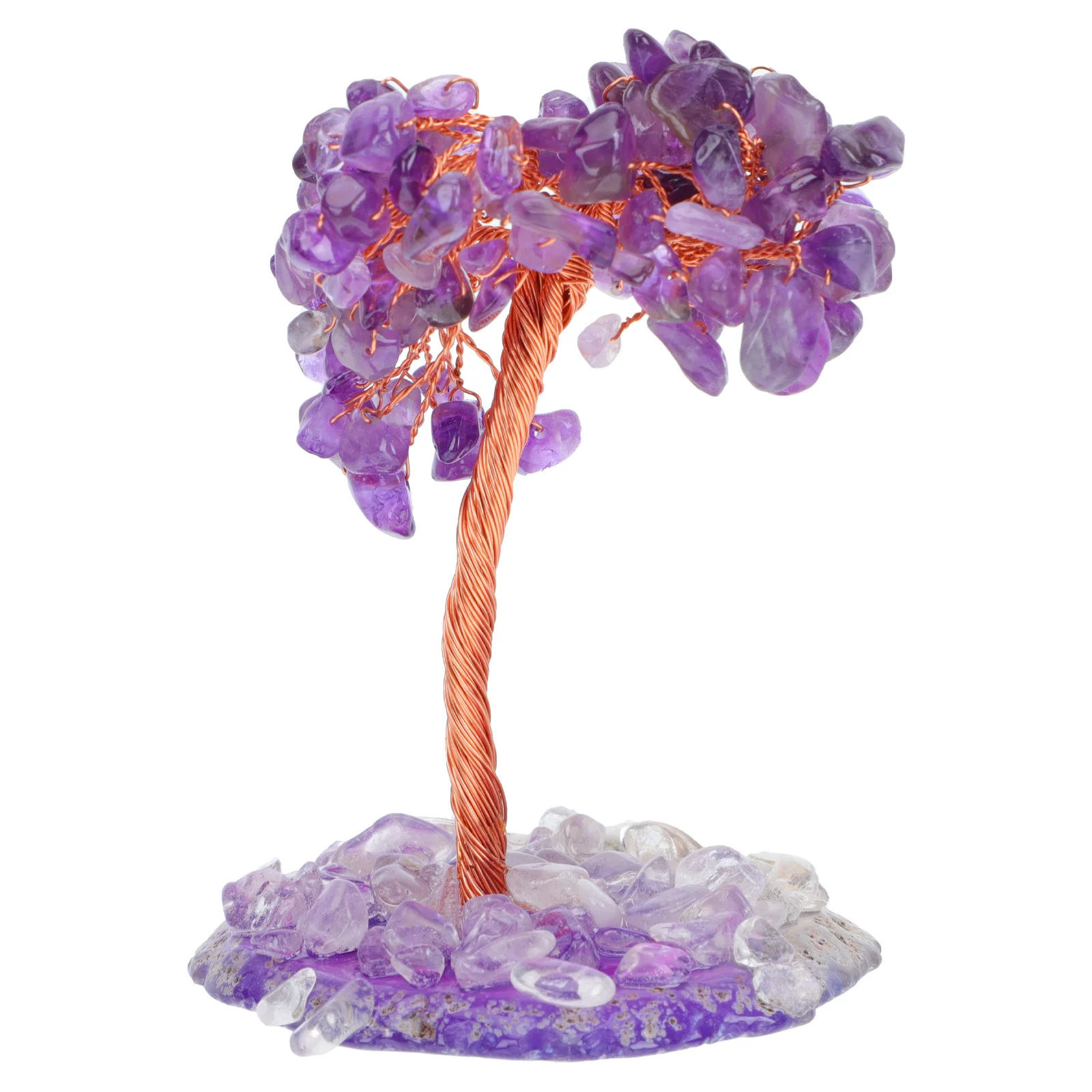 

1pc Crystal Tree of Life Amethyst Ornament Decoration Gemstone Craft Iron Desktop Office Adornment Home Decor Wealth Tree