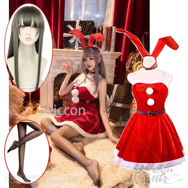 

Anime Christmas Cosplay Sakurajima Mai Costume Costume Women Red Sexy Lolita Bunny Girl Rabbit Velvet Cos Woman Girls Halloween