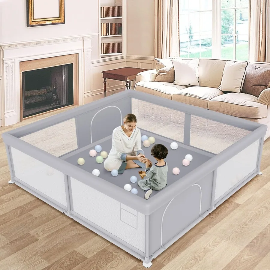 

Large Baby Playpen 79x79 Inch Playpens for Babies and Toddlers Indoor and Outdoor Extra Large Activity Center Baby Play Yard wi