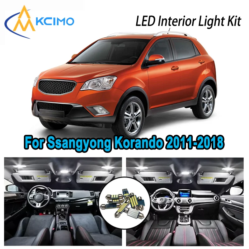 

High-Quality LED Interior Kit for Ssangyong Korando 2011-2018 2012 2013 2014 Premium Error-Free Dome Map Trunk Automotive Lamps